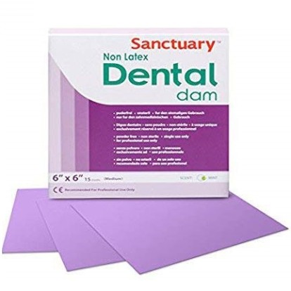 Коффердам безлатексный DENTAL DAMS фиолет. 152мм*152мм (36шт), SANCTUARY / Малайзия